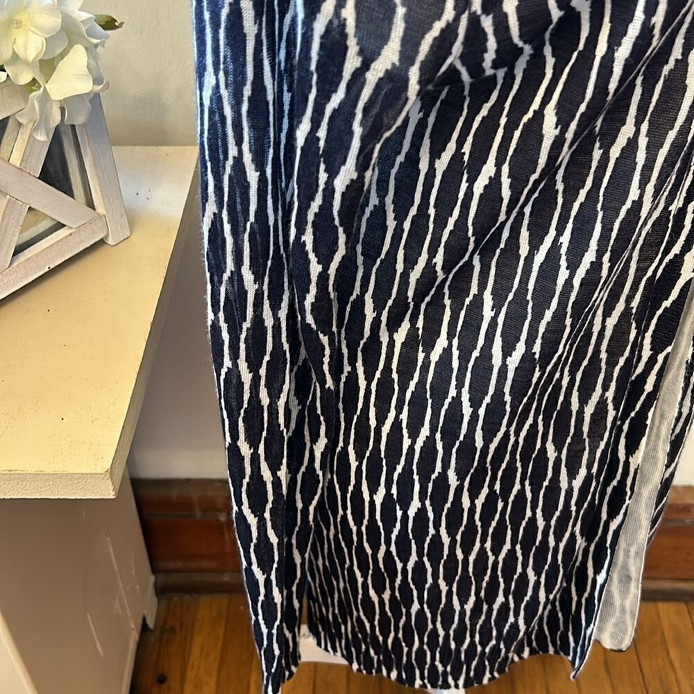Loft blue white patterned long sleeve open cardigan Size M New - Picture 3 of 10
